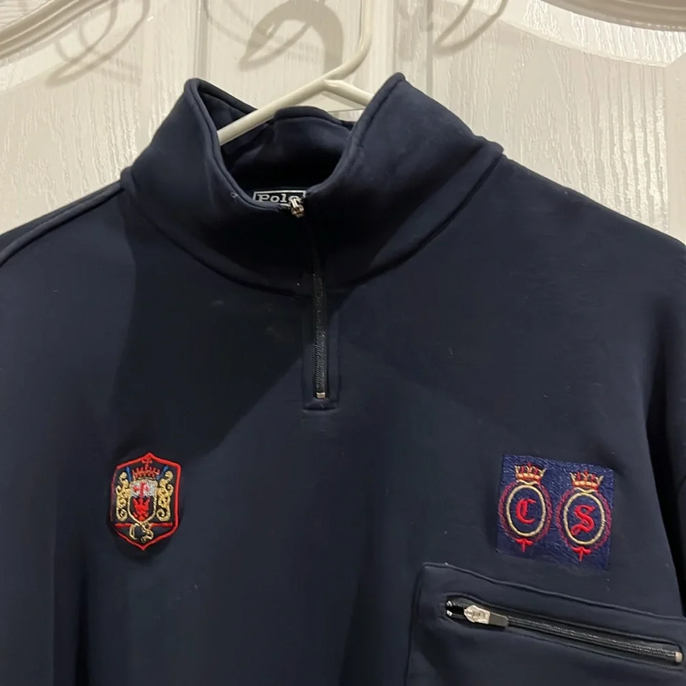 Vintage Polo Ralph Lauren Navy Quarter Zip Pullover - Picture 2 of 6